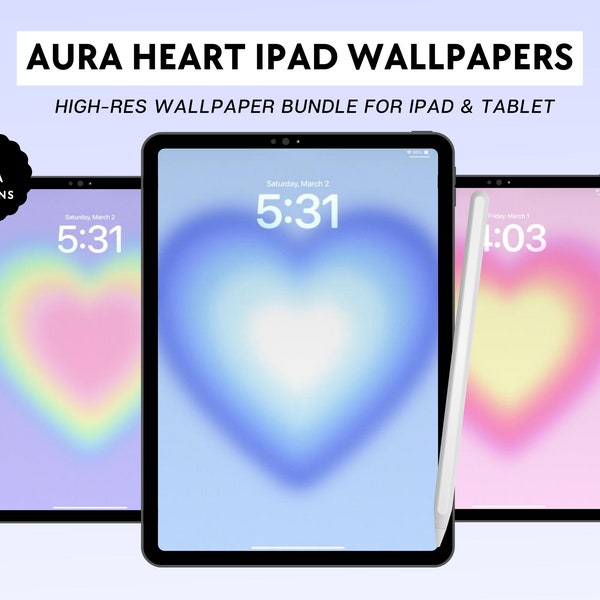 10 Aura Heart Wallpapers for iPad | Aesthetic Gradient Background | Cute Wallpaper & Screensaver for iPad and Tablet