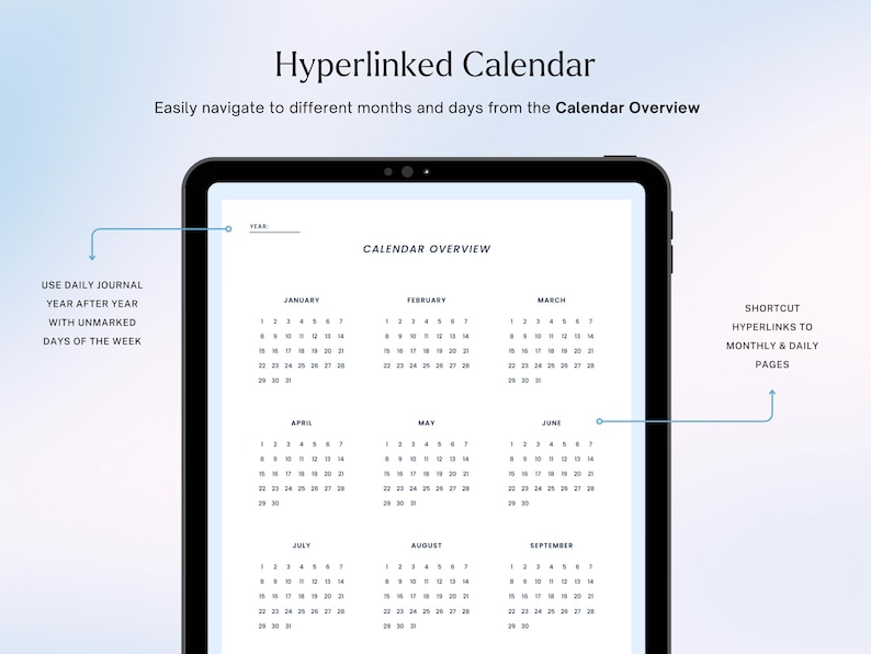 Digital Daily Journal | Hyperlinked Digital Notebook for Goodnotes and ...