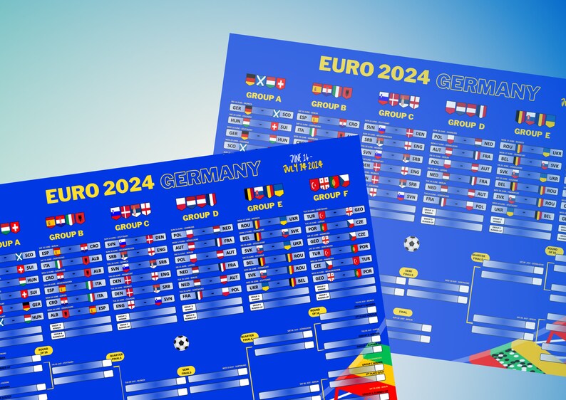 EURO 2024 Instant Download Printable Wall Chart PDF, Fixtures, Dates