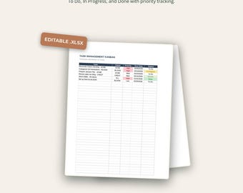 Task Kanban Board | Excel Visual Workflow | Bookkeeper Priority Tracker