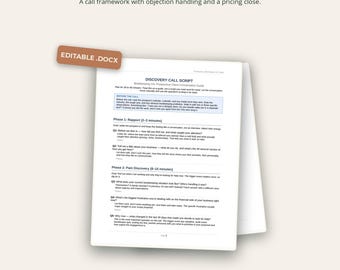 Discovery Call Script | Sales Call Framework | Bookkeeper VA Template (Word)