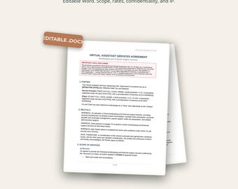 VA Services Contract | Bookkeeper Client Agreement | Editable Word Template