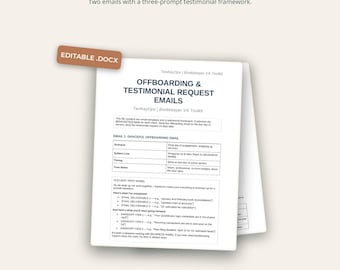 Offboarding + Testimonial Emails | 2 Bookkeeper Templates + Framework | Word