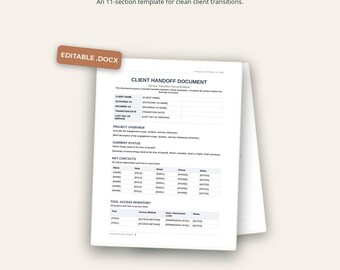Client Handoff Document | 11-Section Bookkeeper Transition Guide | Word