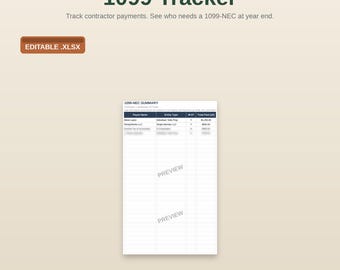 1099 Tracker | Excel Vendor + Contractor Payment Log | Auto-Flags NEC for Bookkeepers