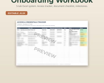 Client Onboarding Workbook for Bookkeepers | Editable Excel | Access Tracker, Document Checklist, 30-Day Milestones