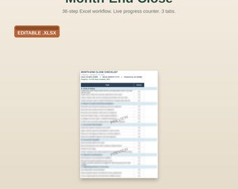 Month-End Close Checklist | 36-Step Excel Workflow | Bookkeeper Client Closing Tool