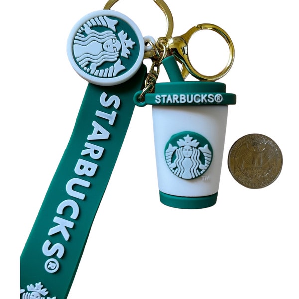 S*tarbucks Coffee Charm Keychain Mini Bear Coffee Keyring kawaii tumbler cup figure cartoon cute accessories for bag home and office pendant