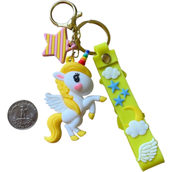 Unicorn keychains Rubber cute rainbow keyring silicone figure Back to school gift Kids birthday gifts gift for girl