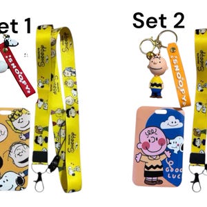 Snoopy and Charlie Brown Keychain Lanyard Id Card Holder Handmade ...
