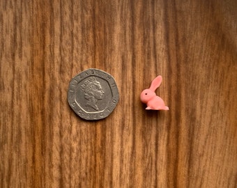 Miniature Pink Dolls’ House Snub-Nosed Bunny Rabbit Ornament for 1/16th Lundby Scale by Kitsch ‘n’ Shrink