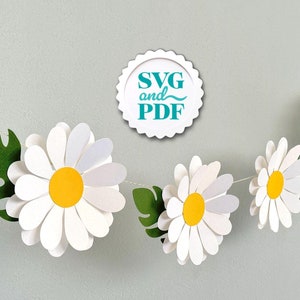 Guirlande guirlande guirlande SVG / Floral party, baby shower, mariage, cadeau déco / fichiers numériques découpés à la machine bricolage / Cricut & modèle Silhouette
