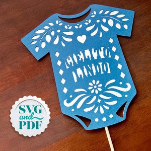 Decorazione per baby shower in formato SVG "Cielito Lindo" - Striscione, topper e centrotavola in pizzo Papel Picado / File di taglio digitale personalizzato per Cricut e Silhouette