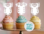 Lace Onesie Cupcake Toppers SVG / Papel Picado Baby Shower Fiesta Party Decor / DIY Cricut Silhouette Digital Cut File Templates