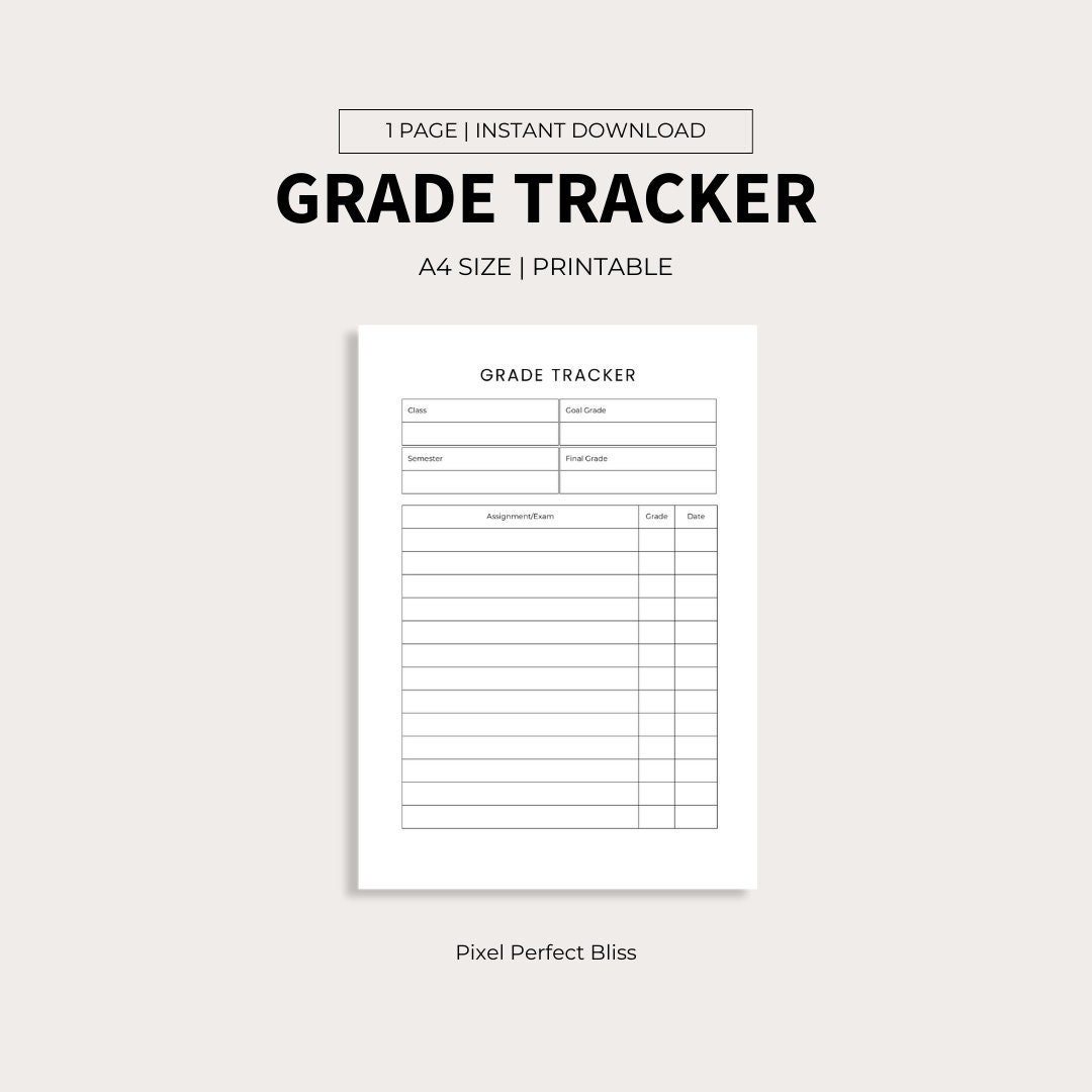 Grade Tracker Printable Study Plan Sheet Student Planner - Etsy