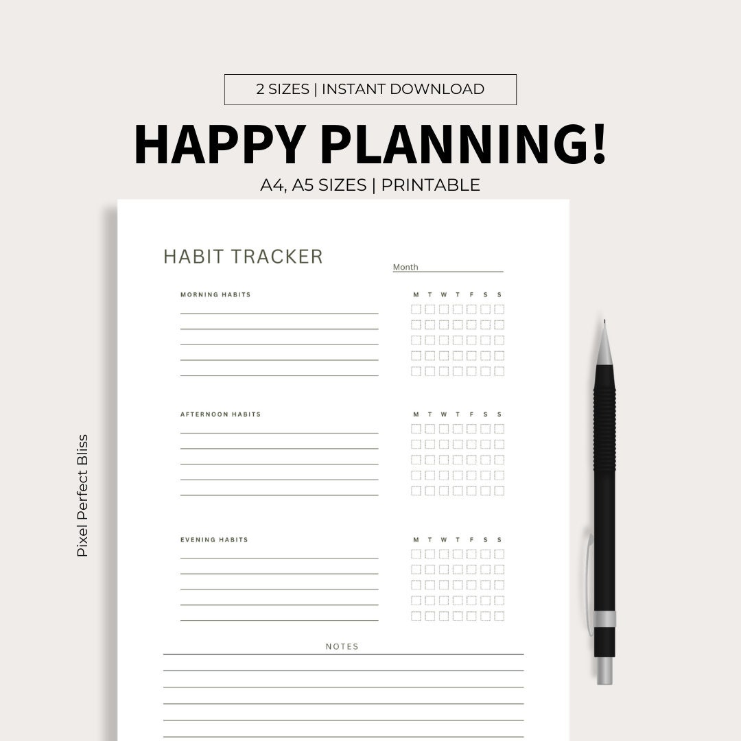 Habit Tracker, Daily Easy-to-use Routine Log, Self-awareness, Positive ...