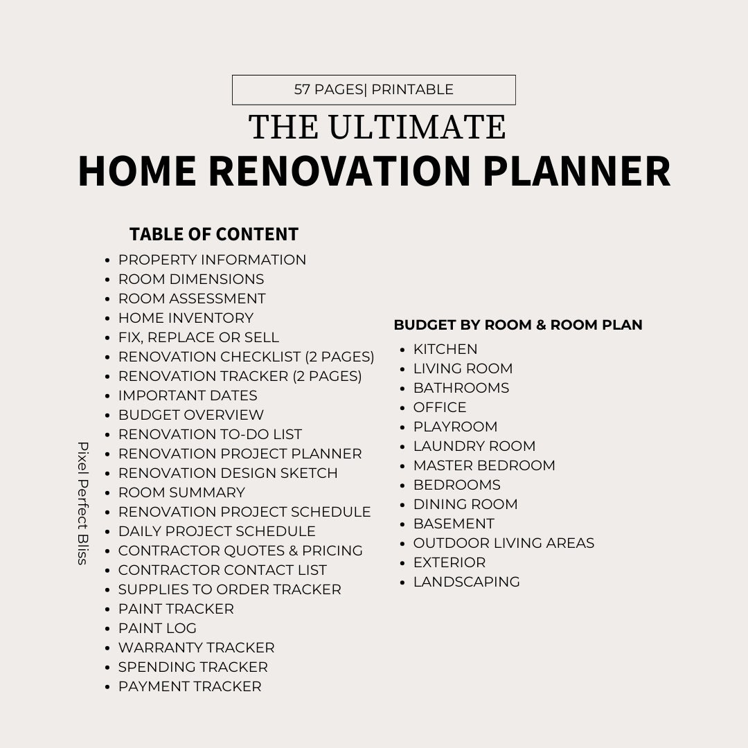 The Ultimate Home Renovation Planner, Home Improvement Budget, House ...