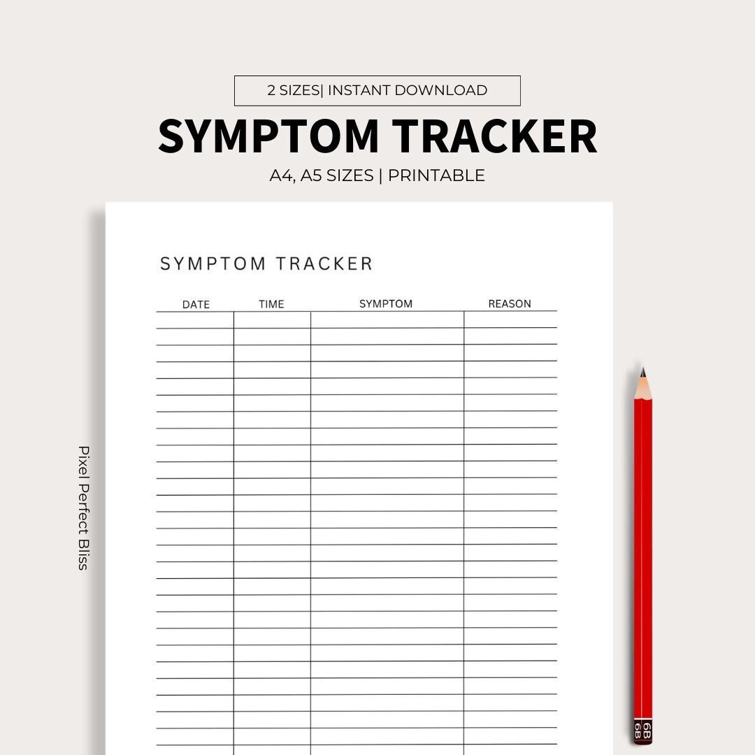 Symptom Tracker Printable, Medical Info, Healthcare Log, Symptom ...