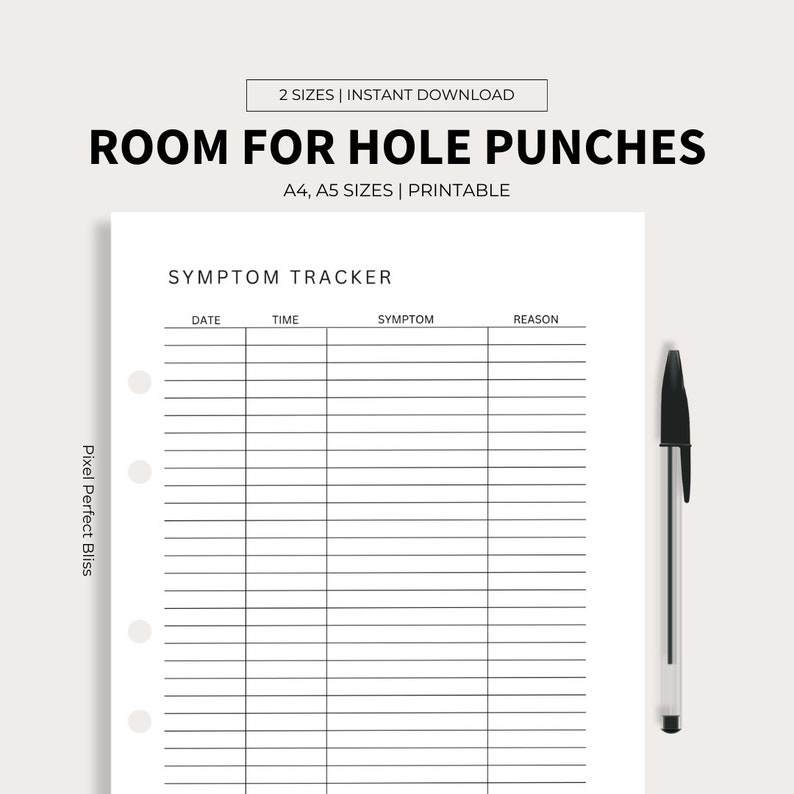 Symptom Tracker Printable, Medical Info, Healthcare Log, Symptom ...