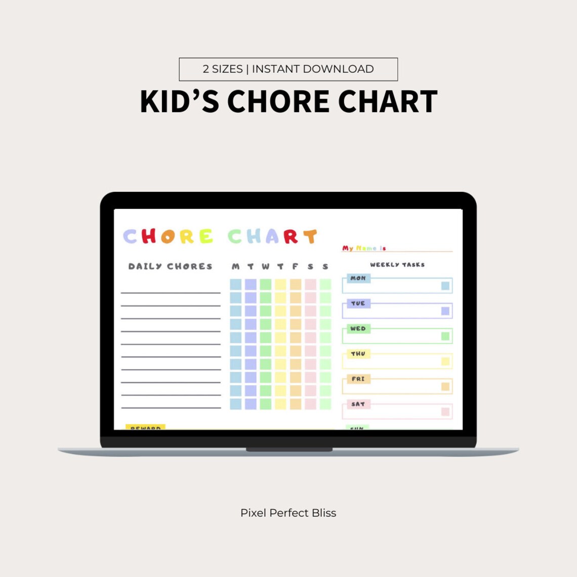 Kid's Chore Chart, Household Chores Template, House Responsibilities ...