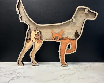 ルウェリン・セッターの積層木製彫刻、山鳥猟犬のアート