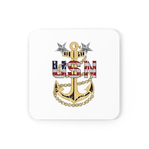 US Navy Master Chief Coaster Patriotic USN Chief Coaster for Chiefs Mess gift for Master Chief retirement American navy coaster chief mess