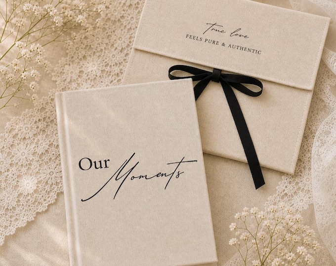 Livre de souvenirs pour couple avec pochette souvenir | Enregistrez vos grands et petits moments | Cadeau d'anniversaire, de fiançailles ou de mariage