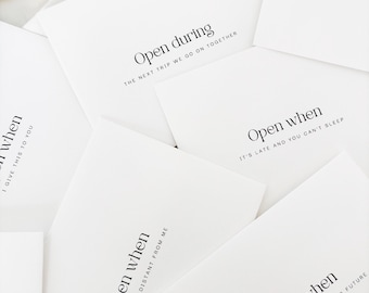 11 Elegant Open When Envelopes and Blank Writing Paper Set | Personalized Long Distance Relationship or Anniversary Gift for Him or Her