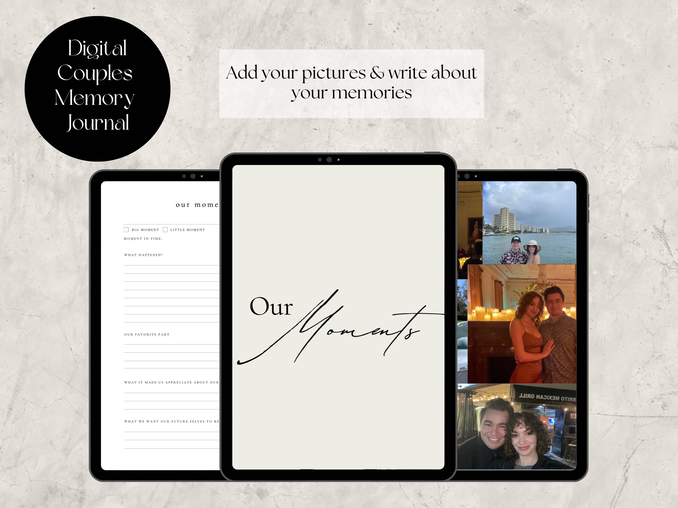 Digital Couples Memory Journal, Record Your Big & Little Moments | couple gift, anniversary gifts for him, for her, engagement, wedding