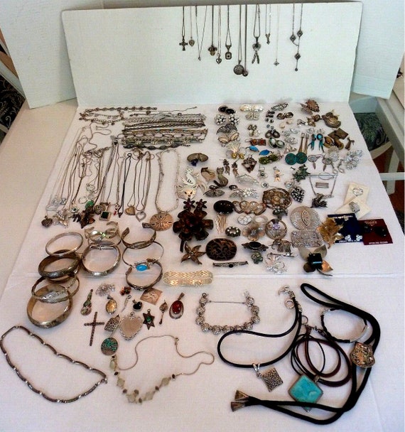 Lot Vintage Sterling Silver Jewelry Mexico Taxco I