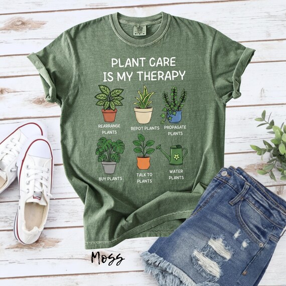 Popular shirt for plant lovers, "Plant Care Is My Therapy" Shirt, gift for plant lovers, Botanical Gift for Women, gift for plant-loving mom