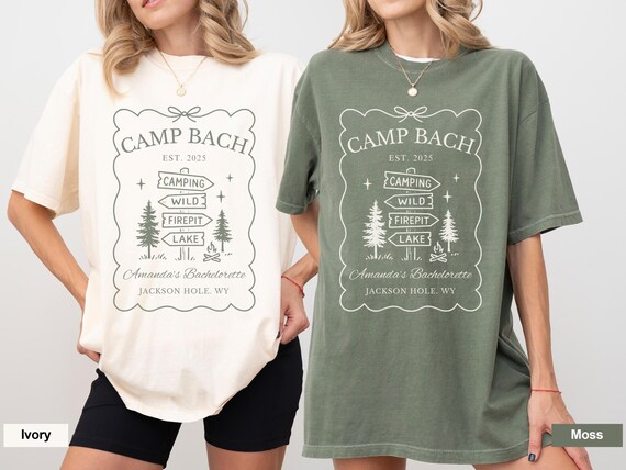 Customized Camp Bach Shirt, Custom Name Location Bachelorette Shirts, Camping Bachelorette Party Gifts, Personalized Bridal Party, Bride Tee