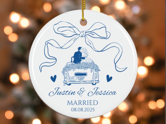 First Christmas Married Ornament, Bride & Groom Ornament, Personalized Wedding Ornament, Newlywed Christmas Ornament, Custom Gift