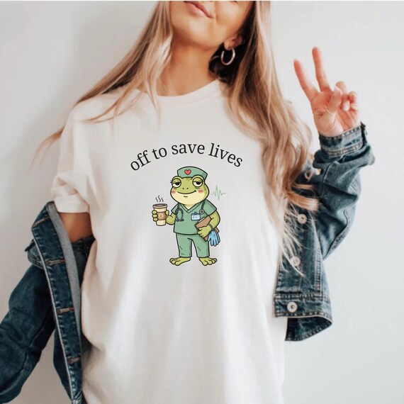 Off to Save Lives Frog Shirt, Frog Nurse T-Shirt, Funny RN Tee