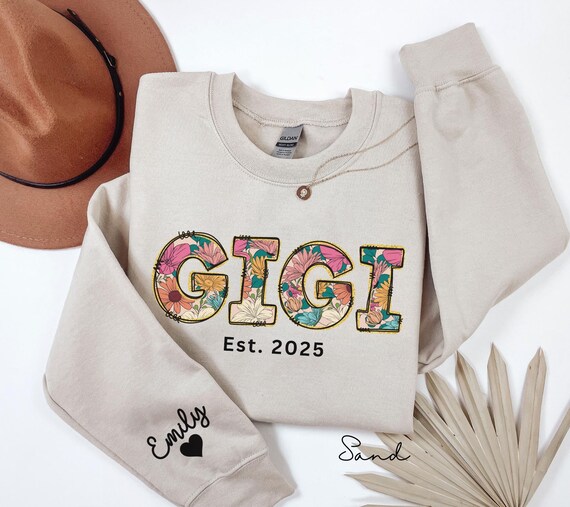 Personalized Gigi Sweatshirt, Personalized Gigi With Names, Name On Sleeve Sweatshirt, Personalized Gift For Gigi, Gigi Sweater, Gigi Hoodie