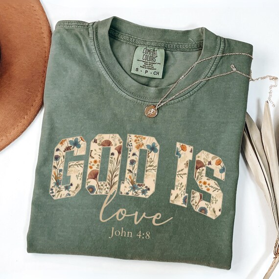 Comfort Colors® God Is Love Shirt, Cute Christian Shirt For Women, Jesus Shirt, Christian Gift, Bible Verse Shirt, Love and Grace Shirt