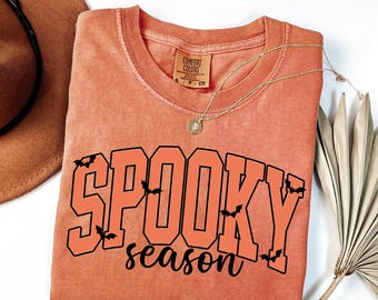 Spooky Season Shirt, Halloween Graphic Tee, Cute Bat Shirt, Comfort Colors Tee, Fall Halloween Shirt, Autumn Gift for Women