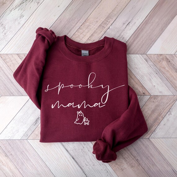 Spooky Mama Sweatshirt, Halloween Mom Crewneck, Cute Ghost Halloween Shirt, Spooky Season Shirt Women, Halloween Sweatshirt, Fall Mom Shirt