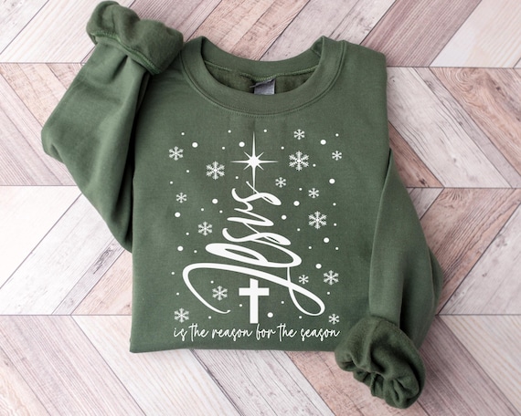 Jesus Christmas Tree Sweatshirt, Jesus Is The Reason Sweatshirt, Christian Christmas Shirt, Jesus Lover Gift, Bible Verse Sweater,