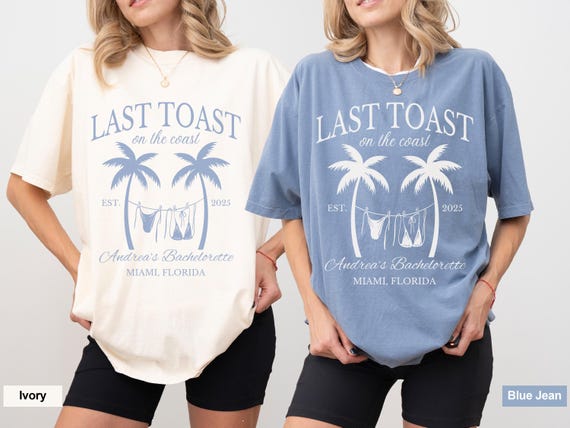Beach Bachelorette Party Shirts, Last Toast on the Coast, Custom Bachelorette Shirts, Personalized Luxury Bachelorette, Social Club Bach