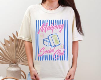 Mahjong Social Club Shirt, Preppy Mahjong Tee, Funny Game Night Shirt, Mahjong Lover Gift, Comfort Colors Mahj Shirt, Retro Tile Tee