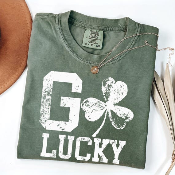 Go Lucky Shirt: St Patrick Day Shirt, Retro Shamrock Sweatshirt