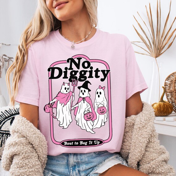 Comfort Color No Diggity Halloween Shirt, Aesthetic Vintage Inspired Halloween Tshirt, Mama Halloween Tee, Trick or Treat Shirt