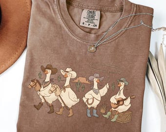 Cowboy Goose Shirt, Funny Western Goose Tee, Country Farm Animal Graphic Shirt, Cute Goose Cowgirl Gift, Rodeo Desert Boots Top for Her