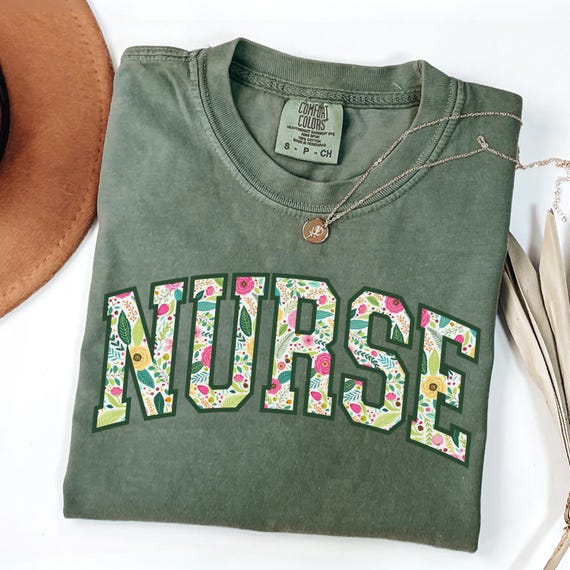 Comfort Colors® Floral Nurse Shirt, Cute RN Tee, Nurse Life T-Shirt, Nursing School Shirt, Nurse Graduation Gift, Medical Worker Tee