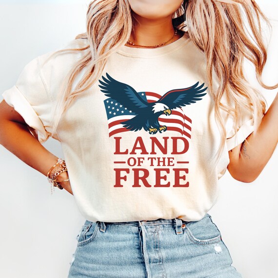 Comfort Colors® Land of the Free Shirt, Patriotic Graphic Tee, Eagle Flag Shirt, 4th of July Shirt, USA Shirt For Mom, Patriotic USA T-Shirt