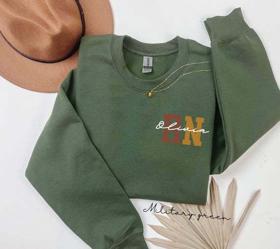 RN Nurse Sweatshirt, Personalized Nurse Gift, Registered Nurse Graduation Crewneck, Custom Name Nursing Sweatshirt, RN Apparel