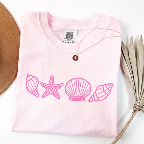 Comfort Colors® SeaShell Shirt, Beach Shirt, Summer Woman Shirt, Aesthetic Shirt, Ocean Lover Gift, Pink SeaShell Shirt, Cute Sea Animal Tee