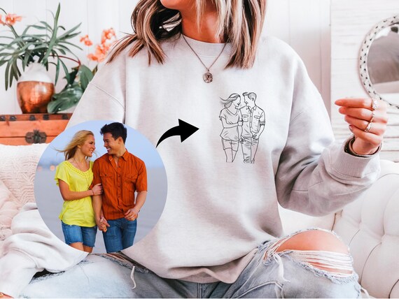 Custom Portrait from Photo Sweatshirt, Custom Couple Portrait, Couples Portrait, Personalized Gift, Custom Gifts, Family Portrait