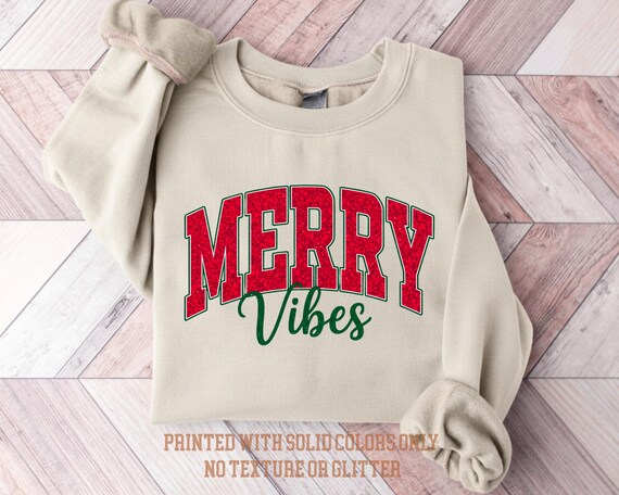 Retro Merry Vibes Sweatshirt, Merry Christmas Family Shirt, Womens Christmas Sweatshirt, Holiday Sweater, Merry Christmas Gift Shirt